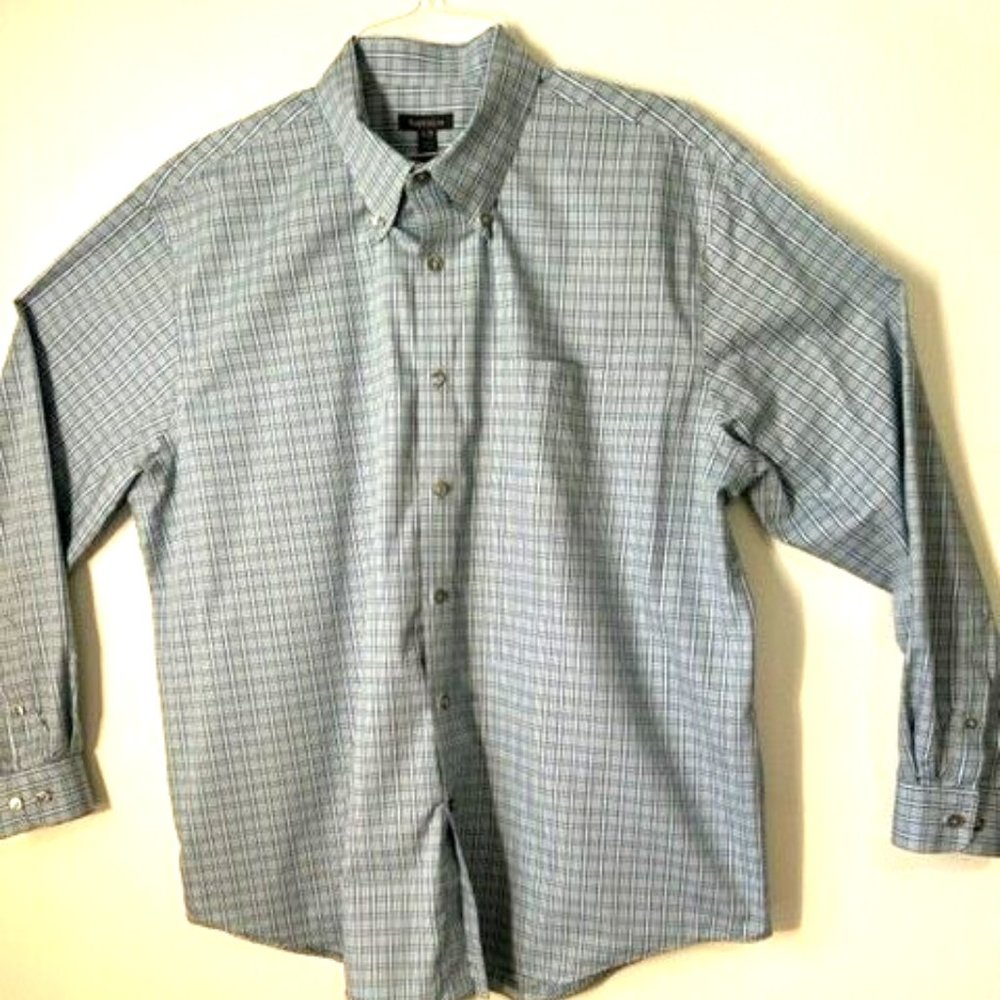 Van Heusen Men's Size "XL" Long Sleeve Plaid Shirt - Blue/Aqua (36543BP-XL)